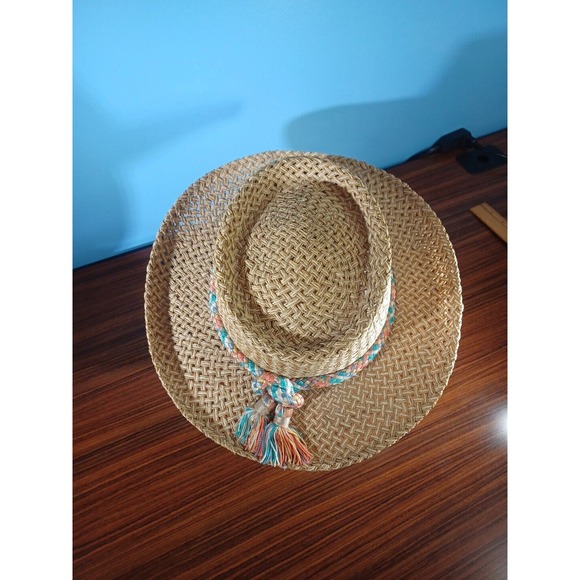 Firethorn Natural Straw Hat Multicolor Braided Ribbon Tassel - Picture 6 of 16